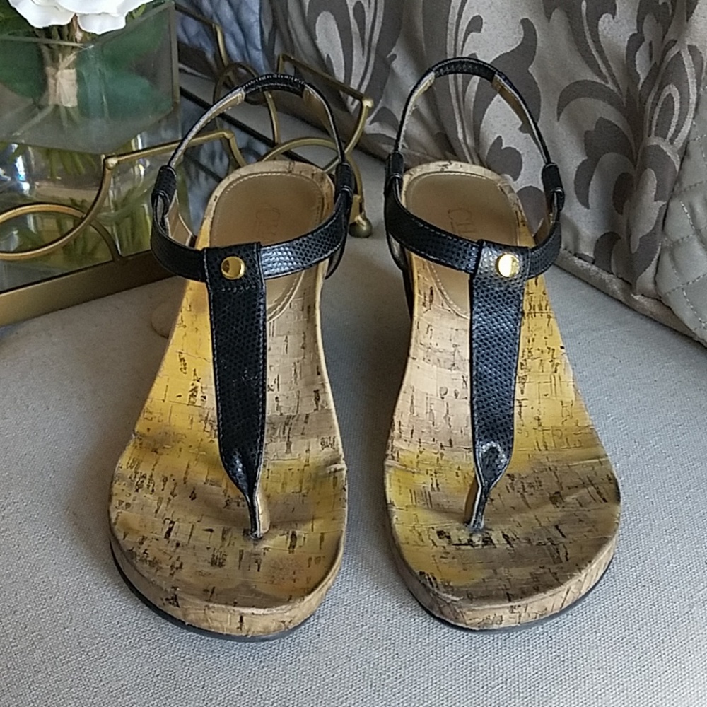 Black Chaps wedge sandals
